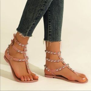 Size 8 pink studded sandals